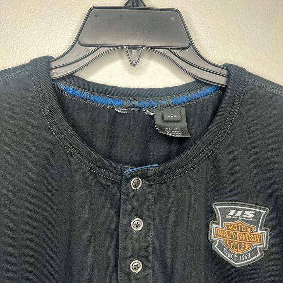 Harley-Davidson Men's T-Shirt Copperblock 3 Black Button Short Sleeve 2XL Biker - Picture 2 of 9